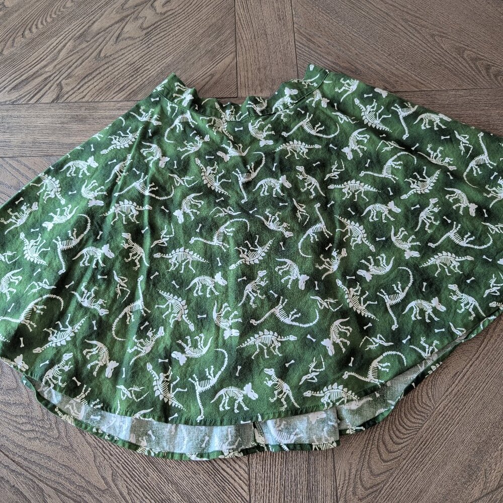 Green Dinosaur Print Mini Skirt